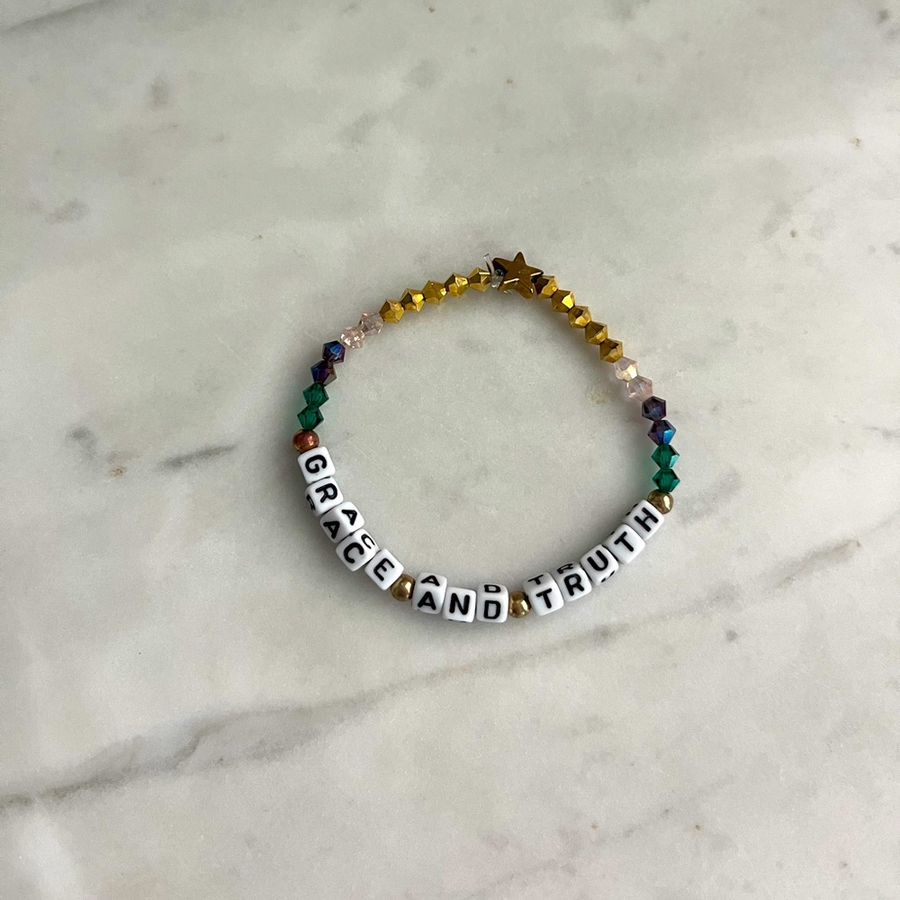 Beautiful Handmade Word Bracelet GRACE AND TRUTH *wear solo or stack with more!*